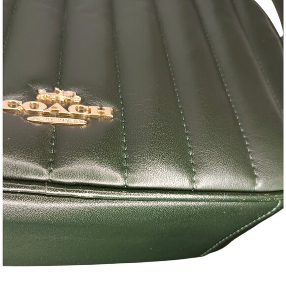 Coach Jes C1569 Green Puffy Linear Quilted Leather Crossbody Purse Camera Bag - Picture 13 of 16